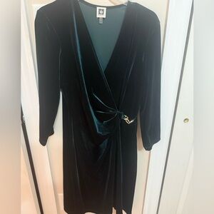 Anne Klein Deep Green Velvet Dress